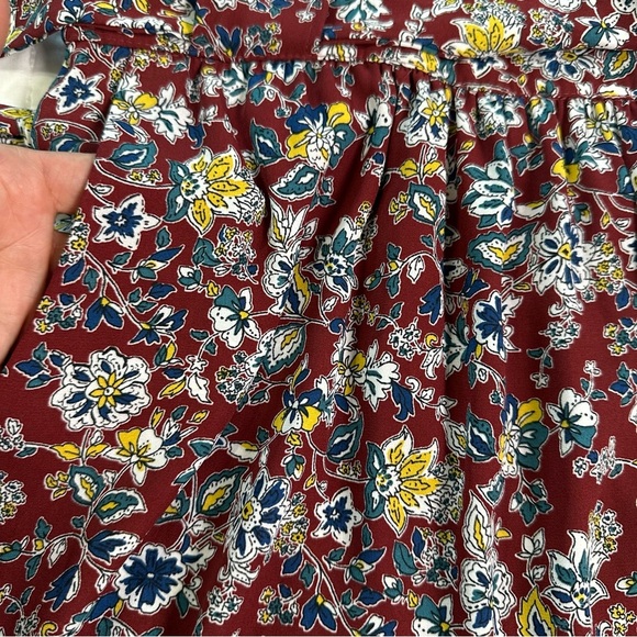 DR2 Floral Dress Doble V-Neck Tie Waist Cap Sleeve With Pockets and Side Zipper - Picture 6 of 16